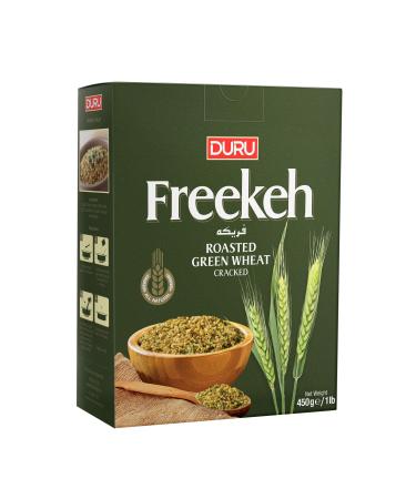 Duru Cracked Wheat, Freekeh, Roasted Green, 15.9oz (450g), 100% Natural and Certificated, High Fiber and Protein, Non-GMO, Great for Vegan Recipes, Better than Rice