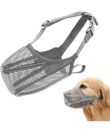 Muzzle for dogs mesh dog maulkbon muzzle for dogs with a rounded mesh breathable muzzle for dogs adjustable breathable mesh muzzle XS gray