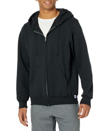 Russell Athletic Men's Dri-Power Fleece Hoodies & Sweatshirts, Moisture Wicking, Cotton Blend, Relaxed Fit, Sizes S-4X Full Zip Black Large