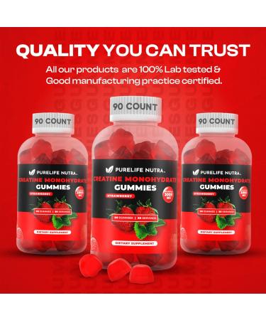 Buy Creatine Monohydrate Gummies - 3g Sugar-Free Strength & Focus Boost 90 Count Vegan Strawberry - Non Bloating Gluten Free Halal - Buy Online on GoSupps.com