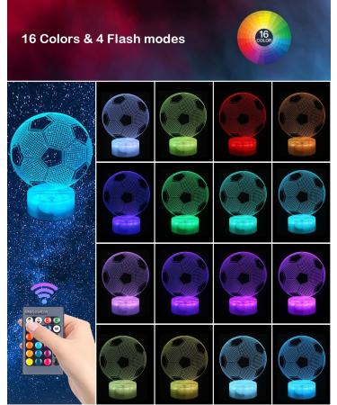 3D Football Night Light for Kids - Remote Control & 16 Colors | Perfect Football Gifts for Young Girls & Sports Fans - Buy Online on GoSupps.com