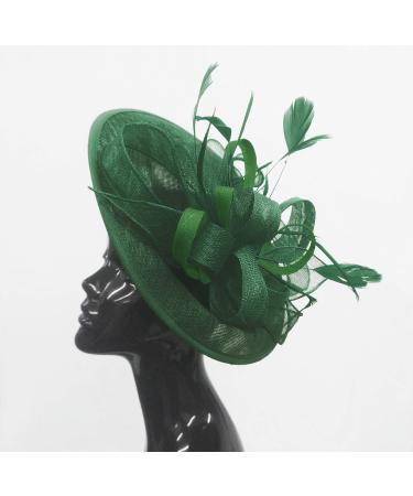 Caprilite Green and Jade Green Sinamay Big Disc Saucer Fascinator Hat for Women Weddings Headband One Size Jade Green - Buy Online on GoSupps.com