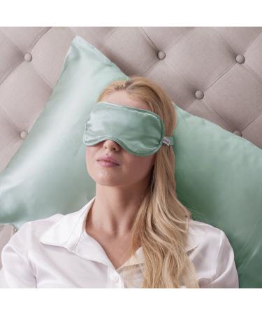 Jasmine Silk 100% Pure Silk Filled Eye Mask / Sleeping Mask Sleep Mask with Ajustable Comfortable Strap (Duck Egg)