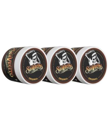 Suavecito Pomade Original Hold 4 oz 3 Pack - Medium Hold Hair Pomade For Men - Medium Shine Water Based Wax Like Flake Free Hair Gel - Easy To Wash Out - All Day Hold For All Hairstyles
