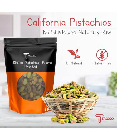 Treego 1lb Roasted Unsalted Pistachios No Shell - Fresh California Grown Kernels for Keto & Vegan Diets - Buy Online on GoSupps.com