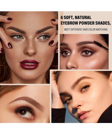 Boobeen Poudre pour Sourcils - Kit de Maquillage 6 Couleurs avec 4 Pochoirs 2 Brosses 1 Crayon et 1 Pince piler - Buy Online on GoSupps.com