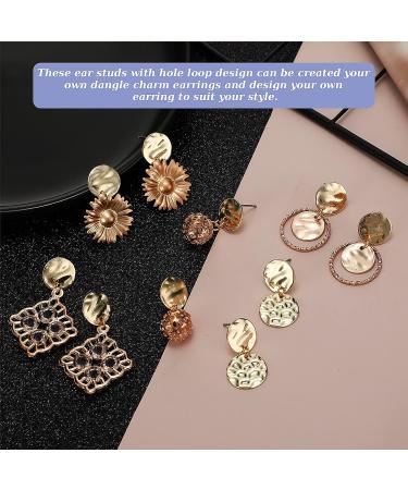 50 Pieces 13.0mm Gold Plated Flat Round Ear Studs Earring Posts with Loop Hole Coin Charms for DIY Earrings Craft Making - Women Girls Jewelry Supplies - Buy Online on GoSupps.com