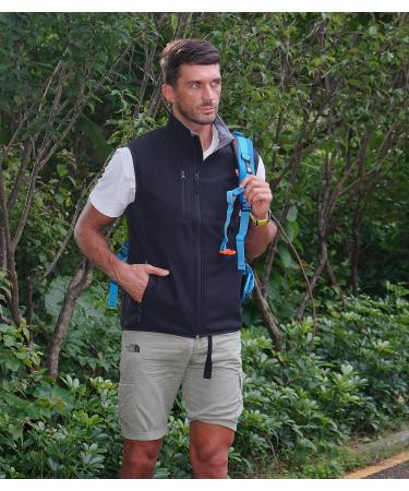 Fit space Men's Lightweight Softshell Vest - Windproof, Sleeveless Jacket for Cycling, Travel, Running - Black, Size Large - Buy Online on GoSupps.com