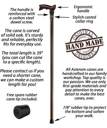 Extra Long Handmade Ergonomic Walking Cane for Tall Men - 39 Inch Walnut Stylish Carved Wood Fashionable Stick - Buy Online on GoSupps.com