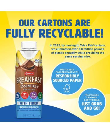 Carnation Breakfast Essentials Ready to Drink with Fiber - Rich Milk Chocolate 8 FL OZ Carton (Pack of 24) - Buy Online on GoSupps.com