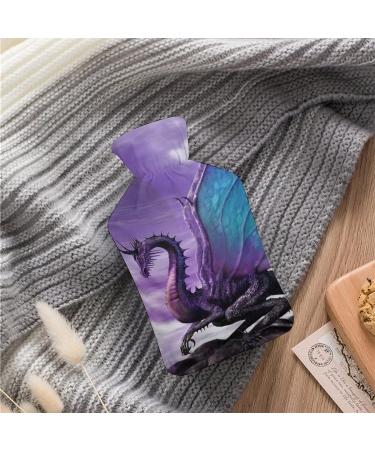 Dragon Purple Hot Water Bottle with Plush Cover - Cozy Hand Warmer for Adults & Kids (26.5x15.3cm) | International Shipping Available - Buy Online on GoSupps.com