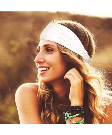 Lace Elastic Headbands Set - 10 Pieces Boho Bandana Hair Accessories for Women and Girls in 10 Colors - Buy Online on GoSupps.com