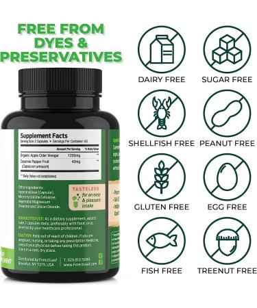 ForestLeaf Apple Cider Vinegar Capsules with Cayenne Pepper 1200mg - 120 Organic Pills | Supports Metabolism, Diet, Detox & Digestion | Gut Health & Immune Support Supplement - Buy Online on GoSupps.com