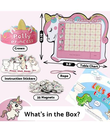 Potty Training Chart for Toddler Girls - Unicorn Design with 35 Reusable Magnetic Stickers | Reward System & Crown Included | 3 Easy Steps - Buy Online on GoSupps.com