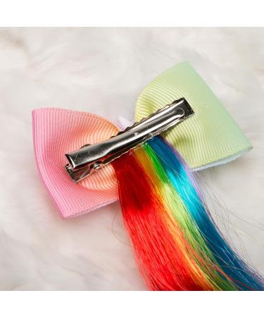 6 Colors Princess Unicorn Hair Bow Clip Extensions for Kids - Set of 6 Unicorn Ponytail Bows - 14 Inch - Buy Online on GoSupps.com