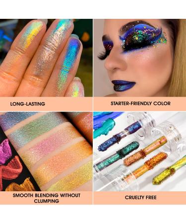 DE'LANCI Holographic Duochrome Liquid Eyeshadow Set - Coral, Elf, Galaxy - Buy Online on GoSupps.com