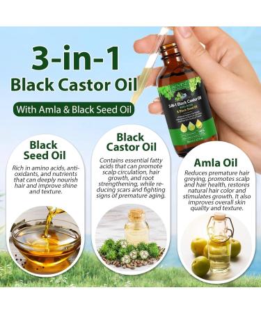Hair Growth Oil 100% Natural - 3 in 1 Black Castor Oil with Amla and Black Seed Oil - Nourishing Hair to Growth - Buy Online on GoSupps.com