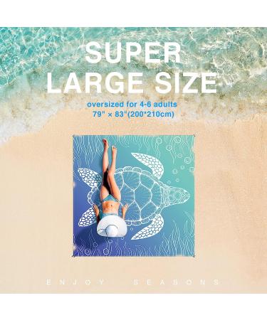 Beach Blanket  Waterproof Sandproof Beach Mat Oversized 79 X 83 Inch for 4-6 Adults  Lightweight Picnic Blanket  Portable Picnic Mat for Outdoor Travel Camping Hiking with 4 Stakes & 4 Corner Pocket Sea Turtle 79" X 83" - Buy Online on GoSupps.com