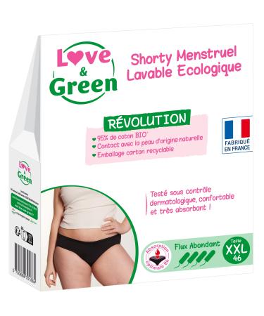 Love & Green - Menstrual shorts washable ecological organic cotton - size XXL (46) - normal flow