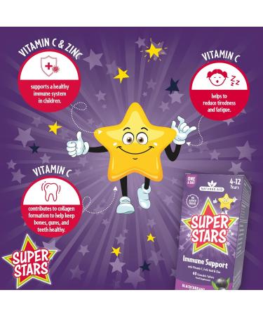 Natures Aid Super Stars Immune Support for Children 4-12 Years - 60 Chewable Tablets - Buy Online on GoSupps.com