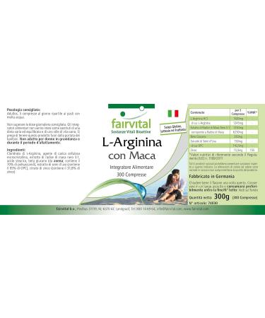 Buy Fairvital L-Arginine + Maca Plus - High Dose 1245mg L-Arginine Beta-Glucan Zinc & 6250mg Black Maca Root - 300 Tablets - International Shipping - Buy Online on GoSupps.com