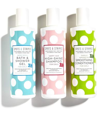 Spots & Stripes - Wow Wash Bath & Shower Gel for Girls a Delicious-Smelling Natural Kids Body Wash that Gently Cleans Young Bodies Sulphate-Free and Moisturising with Coconut and Vanilla (250ml) - Buy Online on GoSupps.com