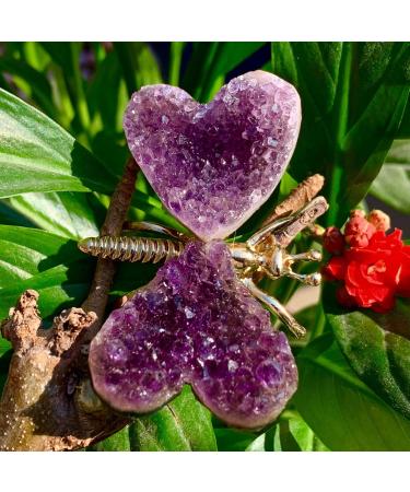 ROUPWKWO Amethyst Stone 30G Natural Amethyst Crystal Cluster Butterfly Fairy Specimen Decoratio - Buy Online on GoSupps.com
