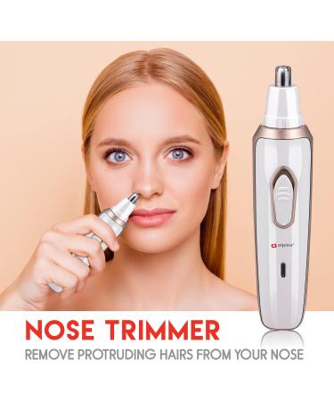 Alpina Women's Multifunctional Razor - Electric Body & Face Trimmer with Eyebrow Attachment - USB Rechargeable - White/Gold - Buy Online on GoSupps.com