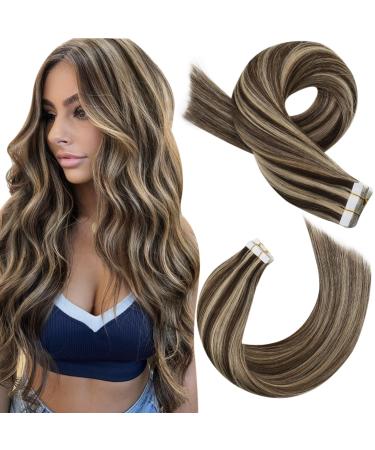 Moresoo Tape in Extensions Real Hair Brown Hair Extension Real Hair Tapes Dark Brown to Caramel Blonde Invisible Tape Extensions Real Hair Ombre 30 cm 20 pieces/50g #P4/27 30 cm 2.#P4/27 - Buy Online on GoSupps.com