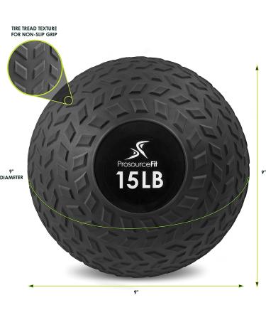 ProsourceFit 15 lb Slam Medicine Ball for Crossfit & Strength Training - Black Tread Textured Grip - Buy Online on GoSupps.com