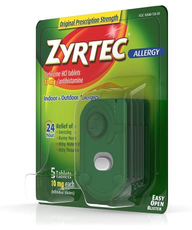 Zyrtec 10mg Tablets 5 Count - Fast-Acting Allergy Relief - Buy Online on GoSupps.com