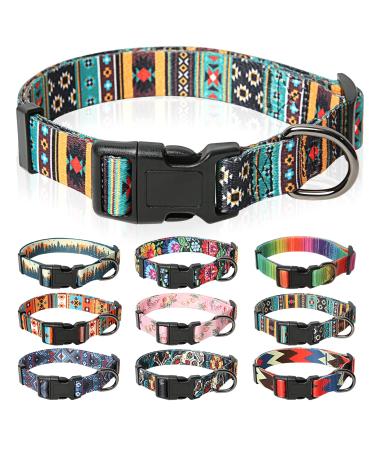 Heele dog collar dogs collar for puppies Small medium-sized dogs patterned dog collars adjustable comfort robust dog collar bohemian cyan XS XS (length 21.6-28cm width 1.5 cm) Bohemian cyan