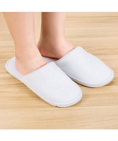 AhFulife 5 Pairs White Terry Hotel Slippers | Disposable Spa House Shoes for Men & Women | Unisex Guest Shoes Set EU 39/41 - Buy Online on GoSupps.com