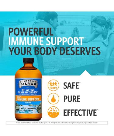 Sovereign Silver Bio-Active Silver Hydrosol 10 ppm - 16 fl oz | Immune Support & Antimicrobial - Buy Online on GoSupps.com
