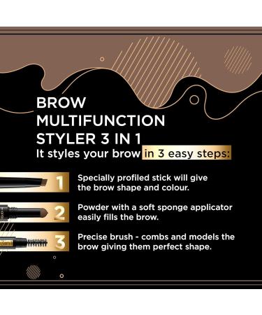Eveline Cosmetics Brow Styler 3in1 Eyebrow Pencil No. 01 Medium Brown - Multifunctional Eyebrow Makeup for Perfect Brows - Buy Online on GoSupps.com