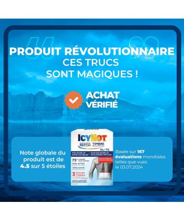 Icy Hot Medicated XL Pain Patch Large Patches for Temporary Arthritis Lumbago Backache and Muscle Pain Relief Menthol 5% 3 Count - Buy Online on GoSupps.com