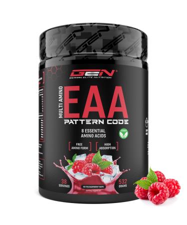 EAA powder - 532 g - Ice Tea Raspberry - Human Code Formula - All 8 essential amino acids - Amino workout drink - Delicious taste - vegan ice tea raspberry 38 portions (1 Pack)