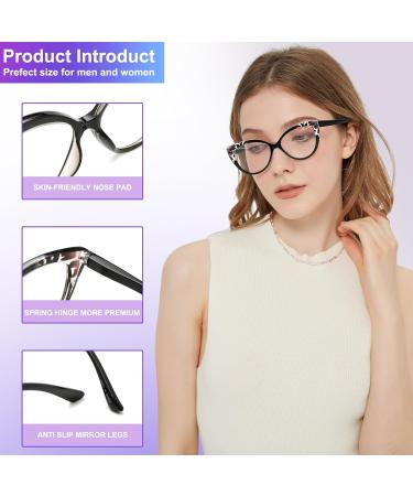 Shop 4PC Cat Eye Reading Glasses for Women | Blue Light Blocking Flexible Spring Hinges Anti-Glare | Fashionable 1.5x Magnification - Buy Online on GoSupps.com