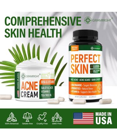 Perfect Skin Acne Pills - Clear Skin Supplement with Niacinamide Probiotic Zinc & Vitamin A - Anti Acne Vitamins for Teens Men & Women - Support for Face & Back Acne Acne Scars - 60 Capsules - Buy Online on GoSupps.com