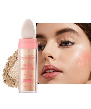 Highlight patting powder shimmering highlighter powder pen for face and body brightening contouring high-gloss glitter powder Highlight-up-up powder-blade ( #03 golden brown) #03 golden brown (1 Pack)