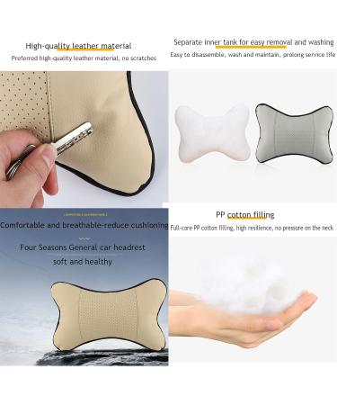 XSQD 2pcs Car Headrest Pillows - Memory Foam Seat Neck Support Cushions for Auto Driving - Comfortable Soft Universal Rest Cushion in White/Offwhite - Buy Online on GoSupps.com