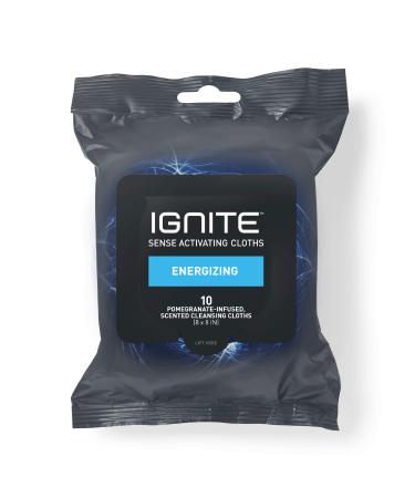 Ignite Mens Body Wet Wipes  Extra Thick 8 x 8 Shower Wipes  Energizing Scent  10 count Energizing 1 Pack (10 Wipes)