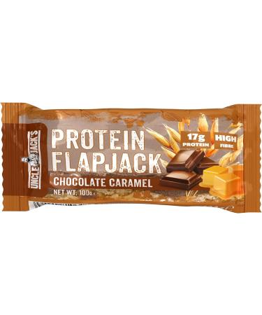 Uncle Jack's Protein Flapjacks | 16 x 100g | 18g Protein | High Protein High Fibre | Vegetarian | (Chocolate Caramel) - Buy Online on GoSupps.com
