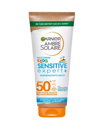 Garnier sun protection milk with LSF 50+ for children sunscreen with very high sun protection anti-drying of the skin ambre solaire kids sensitive expert+ 1 x 175 ml 175 ml (1 Pack) Kids sunscreen LSF 50 single - Buy Online on GoSupps.com