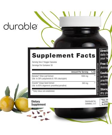 Durable Blood Pressure Benolea Olive Leaf & Enovita Grape Seed Extract Healthy Circulation Nitric Oxide & Artery Support Doctor Formulated Vegan Non-GMO Made in USA (60 Capsules) 60 Count (Pack of 1) - Buy Online on GoSupps.com