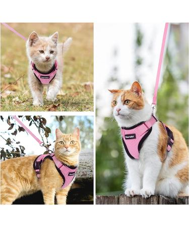 Dooradar Cat Harness and Leash Set - Escape Proof Adjustable Kitten Vest for Walking - Soft Breathable Mesh Jacket with Reflective Strips - XS Pink - Buy Online on GoSupps.com