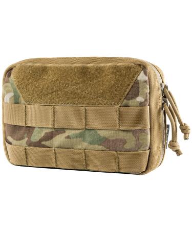 OneTigris Small MOLLE Pouch, Tactical Admin Pouch Belt EDC Tool Organizer Zippered Utility Waist Pack 7.5"x5"x2" Multicam