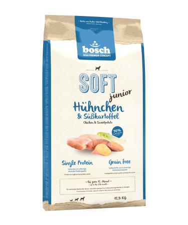 bosch HPC SOFT Junior Chicken & Sweet Potato | Semi-moist dry food for growing dogs of all breeds | Monoprotein | Grain-free | 1 x 12.5 kg