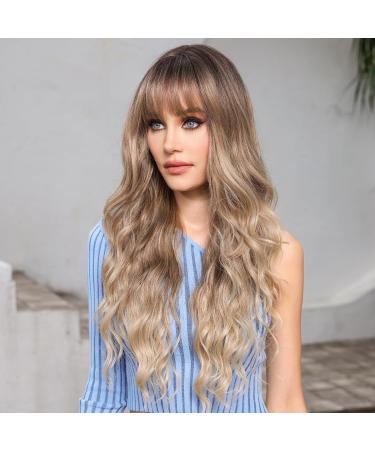 Haircube Ombre Blonde Brown Wig for Women - Long Corrugated Synthetic Wig with Ponytail - Natural Convenient & Breathable Style - Buy Online on GoSupps.com