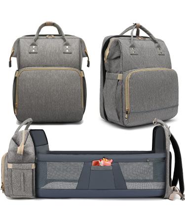 Baby Diaper Bag Backpack with Changing Station, Large Grey Diaper Bags for Baby Girl Boys Dad Mom, Baby Shower Gifts, Baby Registry Search, Baby Stuff for Newborn Essentials Must Haves Items